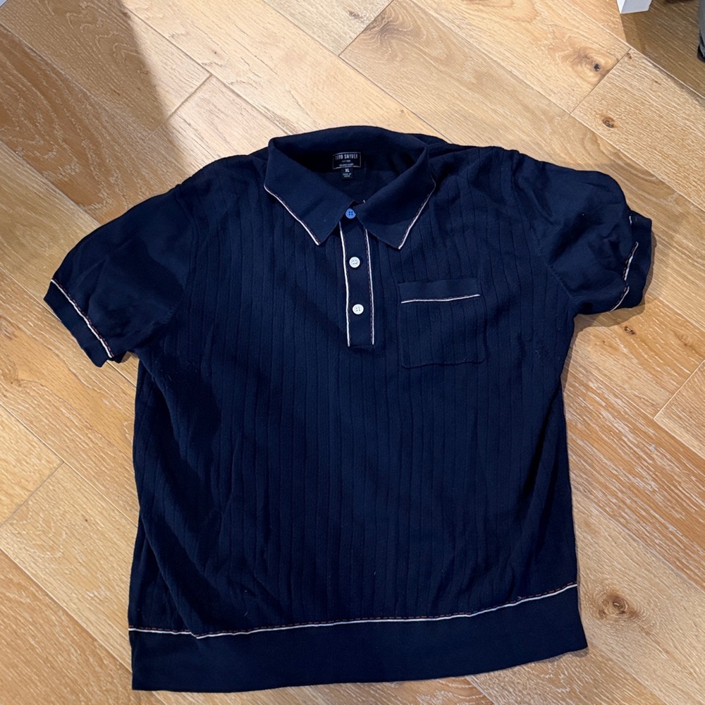 Todd Snyder Navy Polo with Contrast Piping